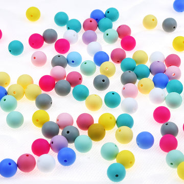 50pcs solid round 12mm silicone bead