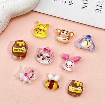 20pcs cartoon winnie the pooh marie cat acrylic mini nail charm DIY Nail Art Accessories for Manicures jewelry scrapbook decor