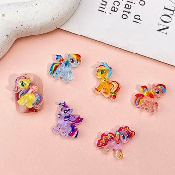 20pcs dije acrílico mini Little Pony de dibujos animados Accesorios DIY de decoración de uñas para manicuras, joyería y álbumes de recortes