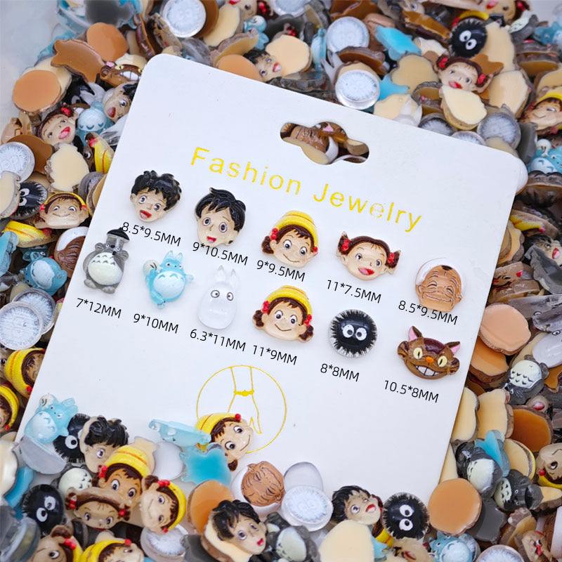 20pcs cartoon Totoro acrylic mini nail charm DIY Nail Art Accessories for Manicures jewelry scrapbook decor