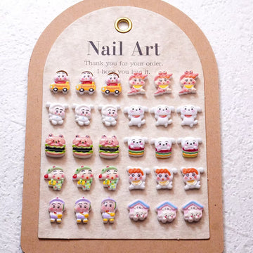 20 unidades de dijes acrílicos mini de Crayon Shin-chan para uñas, accesorios DIY para manicuras, joyas, decoración de álbumes de recortes