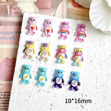 20 Stück Cartoon-Regenbogenbär-Acryl-Mini-Nagelanhänger, DIY-Nail-Art-Zubehör für Maniküre, Schmuck und Scrapbook-Dekoration