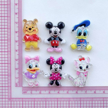 10Pcs Marie cat Winnie the pooh Minnie mouse resin charm glitter Flatback acrylic Figurines DIY hairpin Miniatures Scrapbook Decor Craft