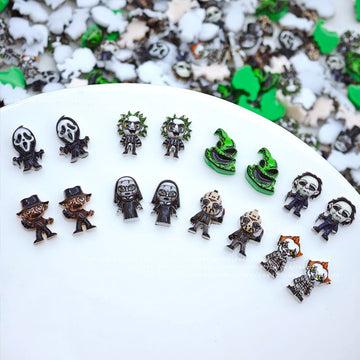 20pcs cartoon horror character acrylic mini nail charm DIY Nail Art Accessories for Manicures jewelry scrapbook decor