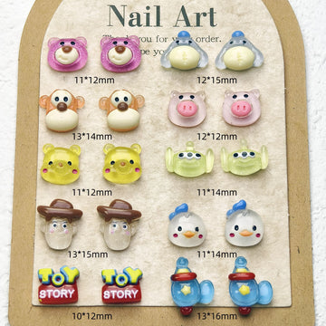 20pcs cartoon toy story acrylic mini nail charm DIY Nail Art Accessories for Manicures jewelry scrapbook decor
