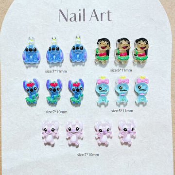 20 Stück Lilo-und-Stitch-Acryl-Mini-Nagelanhänger, DIY-Nail-Art-Zubehör für Maniküre, Schmuck und Scrapbook-Dekoration