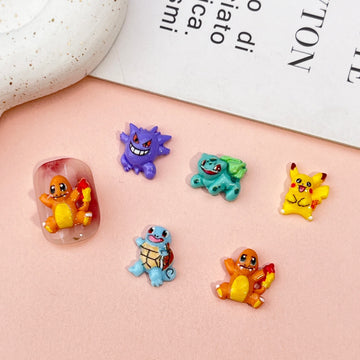 20 mini dijes acrílicos de Pokémon Pikachu de dibujos animados para uñas, accesorios de manicura DIY para joyas y decoración de álbumes de recortes