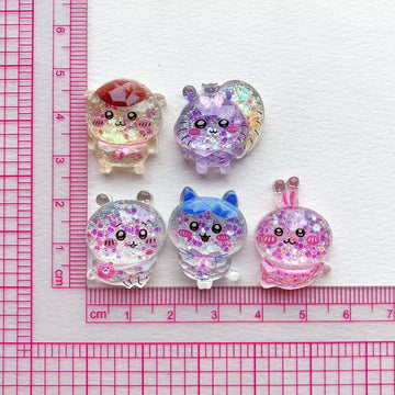 10Pcs cute Usagi resin charm glitter Flatback acrylic Figurines DIY hairpin Miniatures Scrapbook Decor Craft