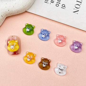 20pcs cartoon rainbow bear acrylic mini nail charm DIY Nail Art Accessories for Manicures jewelry scrapbook decor