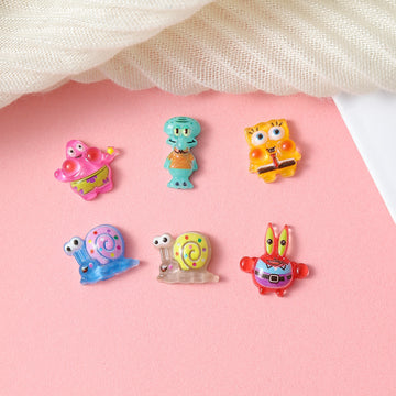 20pcs SpongeBob SquarePants acrylic mini nail charm DIY Nail Art Accessories for Manicures jewelry scrapbook decor