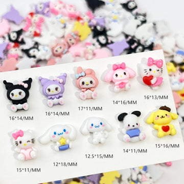 20pcs my melody and friends acrylic mini nail charm DIY Nail Art Accessories for Manicures jewelry scrapbook decor