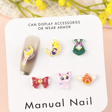 20 unidades de dijes acrílicos de Sailor Moon de dibujos animados, mini dijes de uñas, accesorios de arte de uñas DIY para manicuras, joyas, decoración de álbumes de recortes
