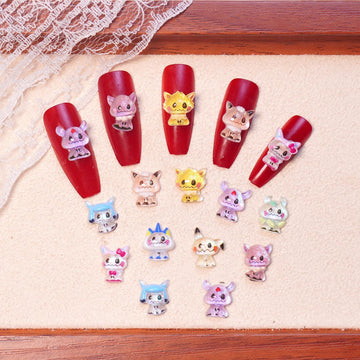 20pcs cartoon pokemon acrylic mini nail charm DIY Nail Art Accessories for Manicures jewelry scrapbook decor