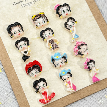 20pcs cartoon Betty acrylic mini nail charm DIY Nail Art Accessories for Manicures jewelry scrapbook decor