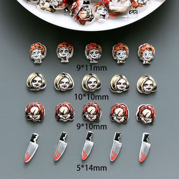 20pcs Halloween chucky horror acrylic mini nail charm DIY Nail Art Accessories for Manicures jewelry scrapbook decor