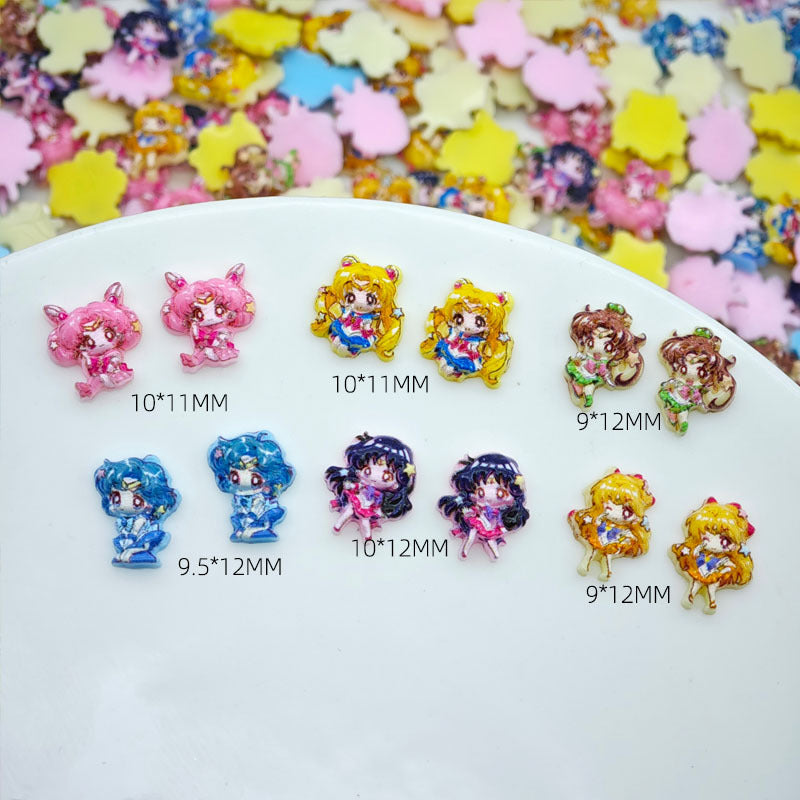 20pcs Sailor Moon acrylic mini nail charm DIY Nail Art Accessories for Manicures jewelry scrapbook decor