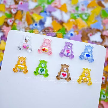 20pcs rainbow bear acrylic mini nail charm DIY Nail Art Accessories for Manicures jewelry scrapbook decor