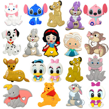 1PC marie cat Miss bunny bambi simba dumbo stitch Minnie silicone teether baby Pendant Food Grade Teething Rodent Chewable toy
