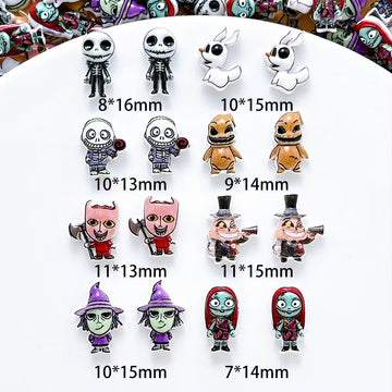 20pcs the nightmare before Christmas acrylic mini nail charm DIY Nail Art Accessories for Manicures jewelry scrapbook decor