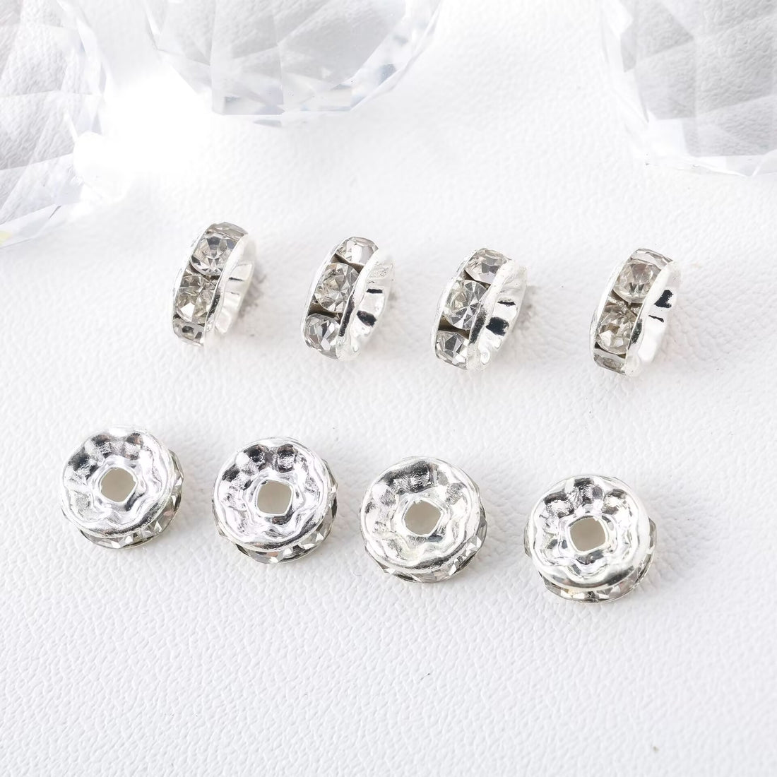 50pcs 10MM Rhinestone Rondelle Spacer Beads