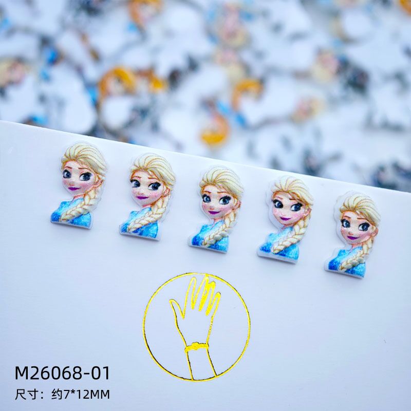 20 piezas de mini dijes acrílicos de Anna y Elsa para uñas, accesorios de manicura para arte de uñas DIY, joyería para decoración de álbumes de recortes
