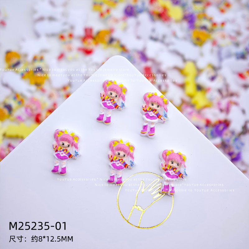 20pcs rainbow brite acrylic mini nail charm DIY Nail Art Accessories for Manicures jewelry scrapbook decor