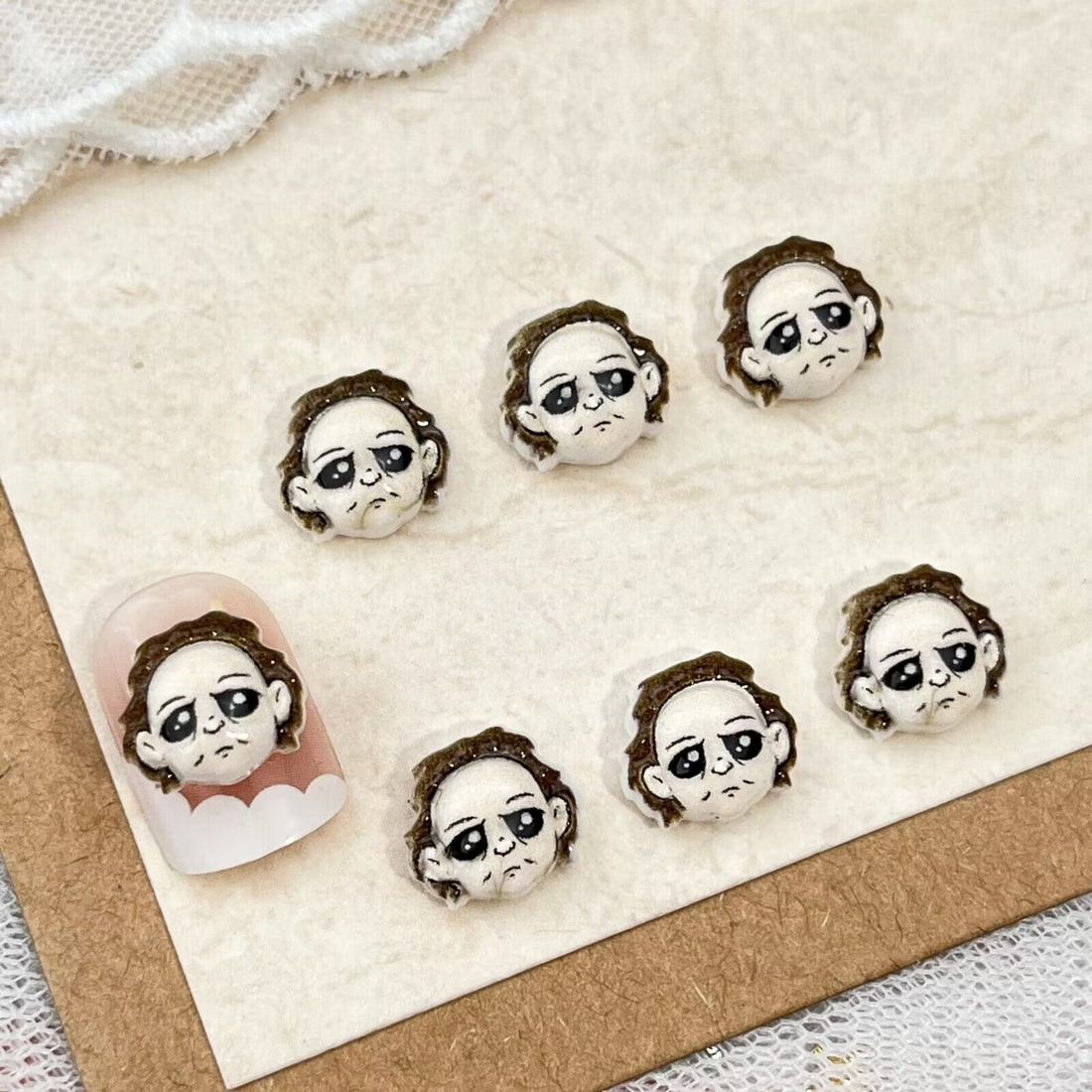 20pcs cartoon ghost face acrylic mini nail charm DIY Nail Art Accessories for Manicures jewelry scrapbook decor