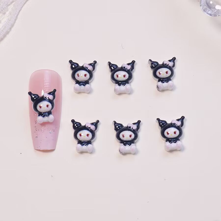 20pcs cartoon kuromi hello kitty acrylic mini nail charm DIY Nail Art Accessories for Manicures jewelry scrapbook decor
