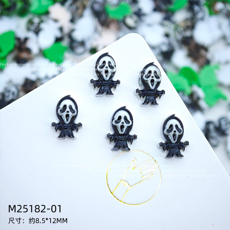 20pcs cartoon horror character acrylic mini nail charm DIY Nail Art Accessories for Manicures jewelry scrapbook decor