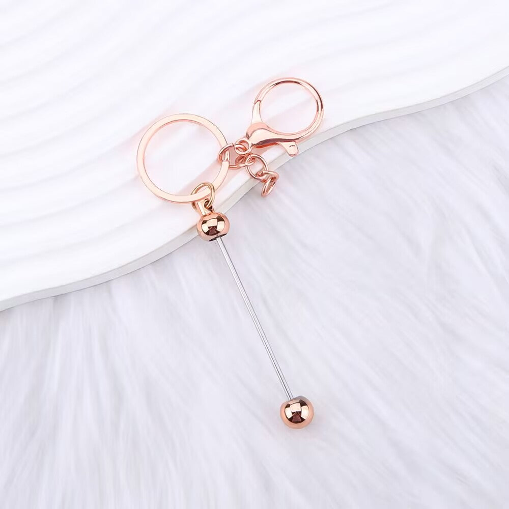 1PCS gold silver DIY beadable keychain