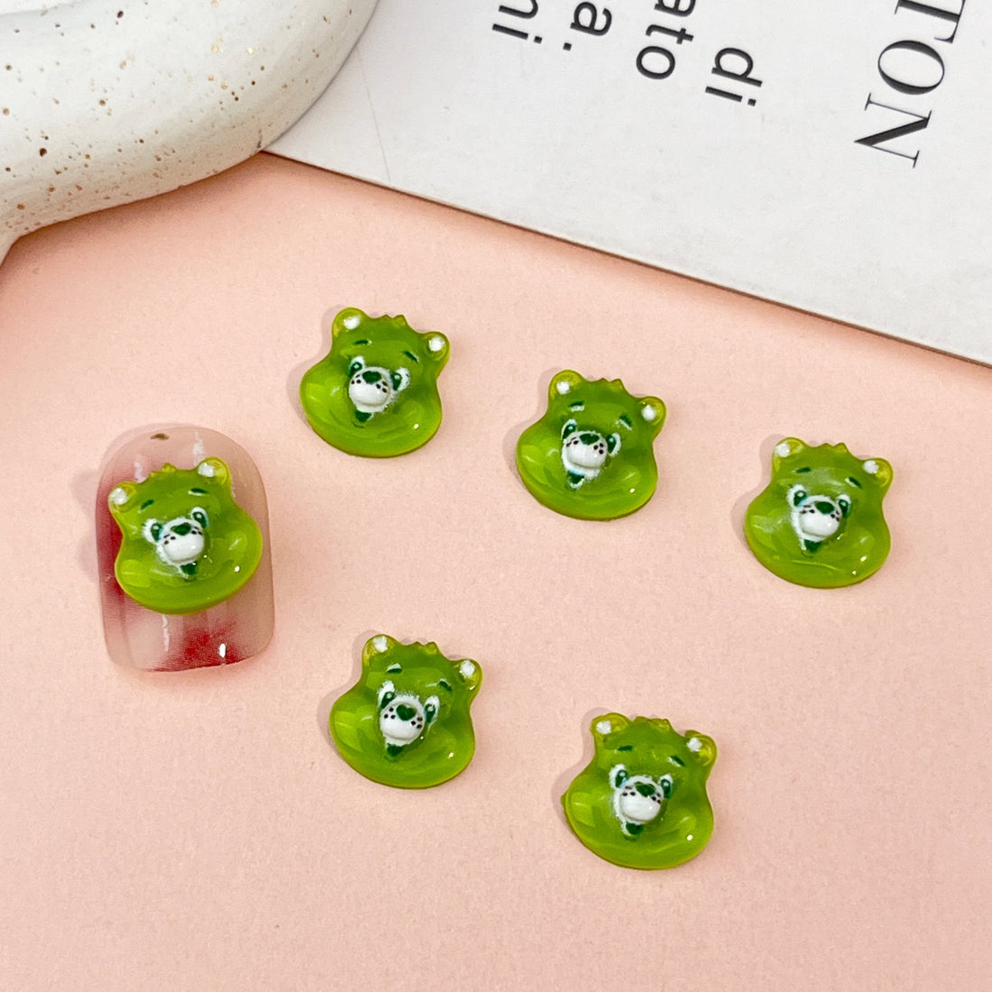 20 unidades de dijes acrílicos de oso arcoíris de dibujos animados, mini dijes para uñas, accesorios de bricolaje para manicura, joyería, decoración de álbumes de recortes