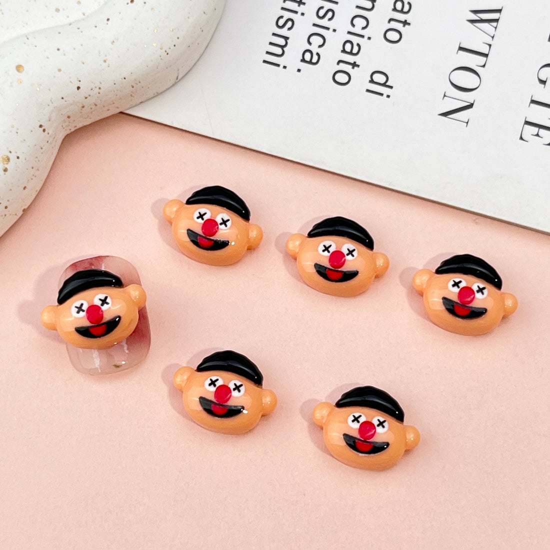 20pcs cartoon Sesame Street acrylic mini nail charm DIY Nail Art Accessories for Manicures jewelry scrapbook decor