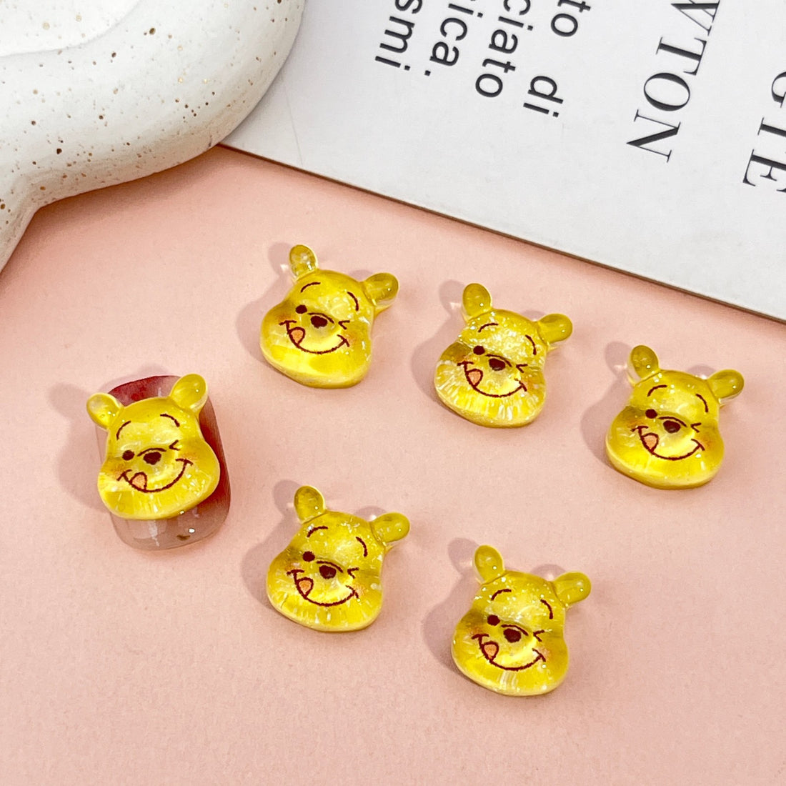 20pcs cartoon winnie the pooh marie cat acrylic mini nail charm DIY Nail Art Accessories for Manicures jewelry scrapbook decor