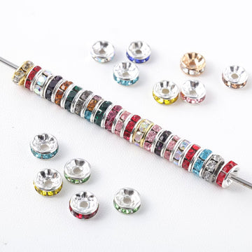 50pcs 10MM Rhinestone Rondelle Spacer Beads