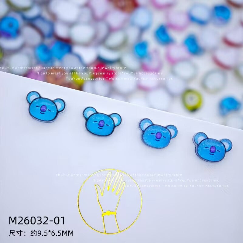 20pcs cartoon Korean band acrylic mini nail charm DIY Nail Art Accessories for Manicures jewelry scrapbook decor