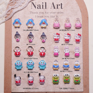 20 Stück Cartoon-Hello-Kitty-Keroppi-Acryl-Mini-Nagelanhänger, DIY-Nail-Art-Zubehör für Maniküre, Schmuck und Scrapbook-Dekoration