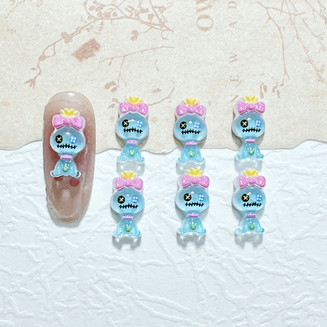 20 mini dijes acrílicos de Lilo y Stitch para uñas, accesorios de bricolaje para manicura, joyería, decoración de álbumes de recortes