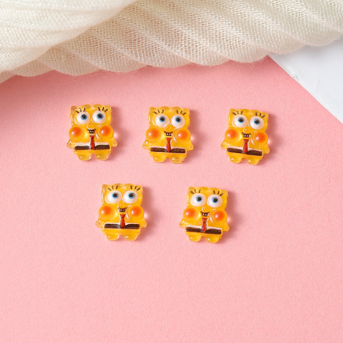 20pcs SpongeBob SquarePants acrylic mini nail charm DIY Nail Art Accessories for Manicures jewelry scrapbook decor