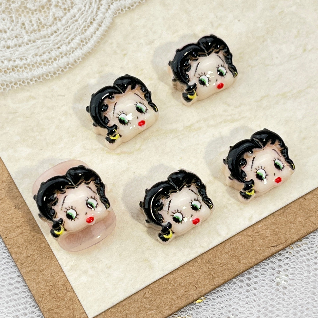 20pcs cartoon Betty acrylic mini nail charm DIY Nail Art Accessories for Manicures jewelry scrapbook decor