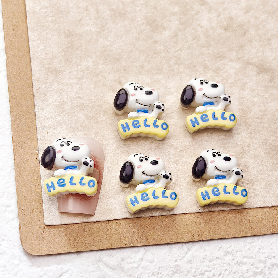 20 piezas de dibujos animados Snoopy acrílico mini dijes para uñas DIY accesorios de manicura joyería decoración de álbumes de recortes