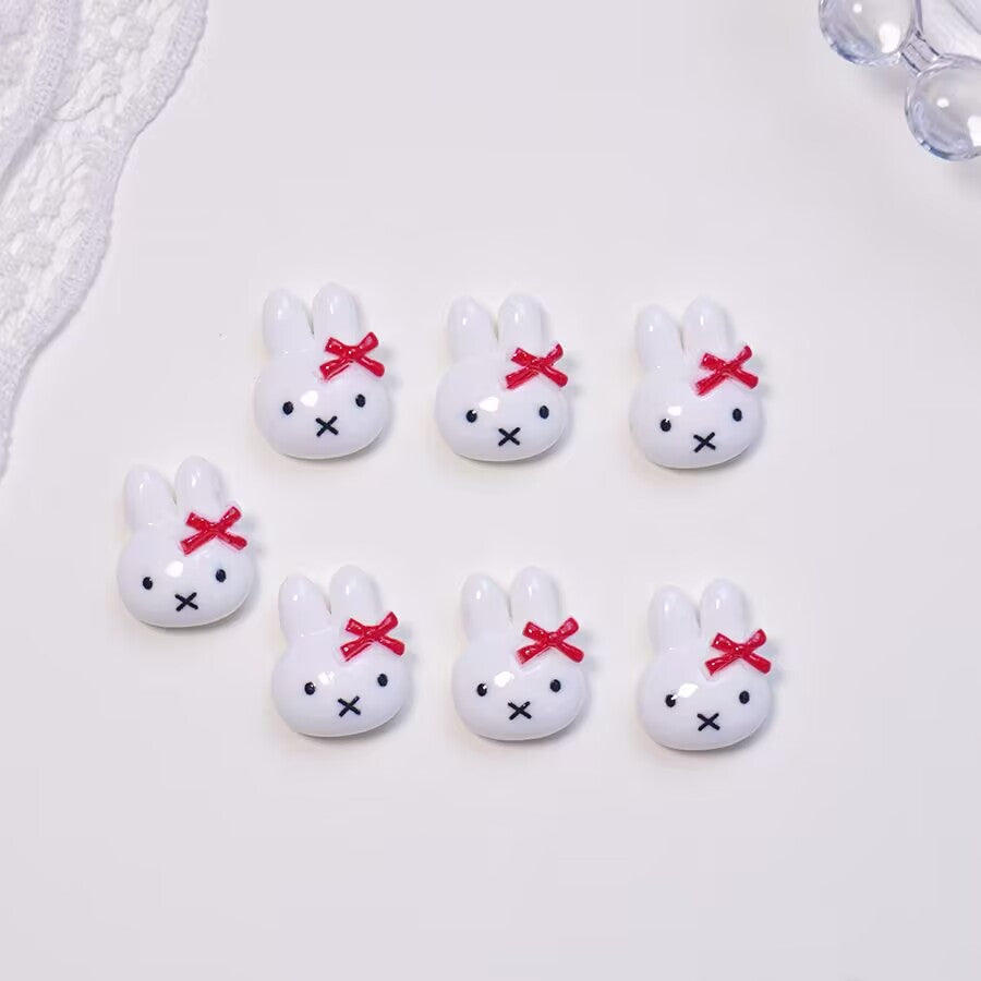 20 mini dijes acrílicos de Miffy para uñas, accesorios de arte de uñas DIY para manicuras, joyería, decoración de álbumes de recortes