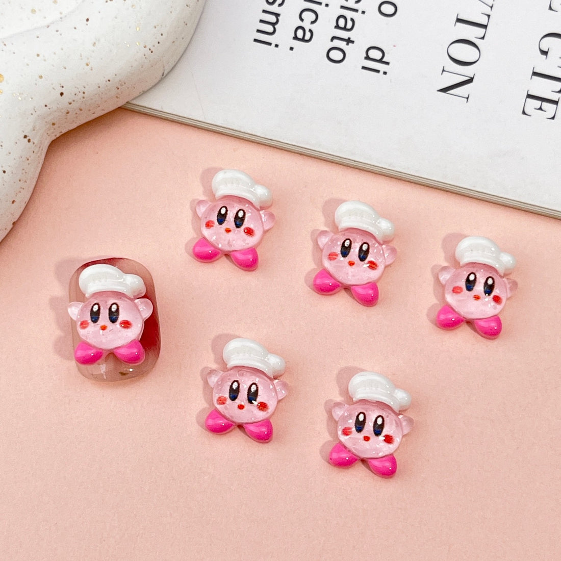 20 piezas de mini dijes acrílicos de Kirby de dibujos animados, accesorios de bricolaje para uñas, joyería, decoración de álbumes de recortes