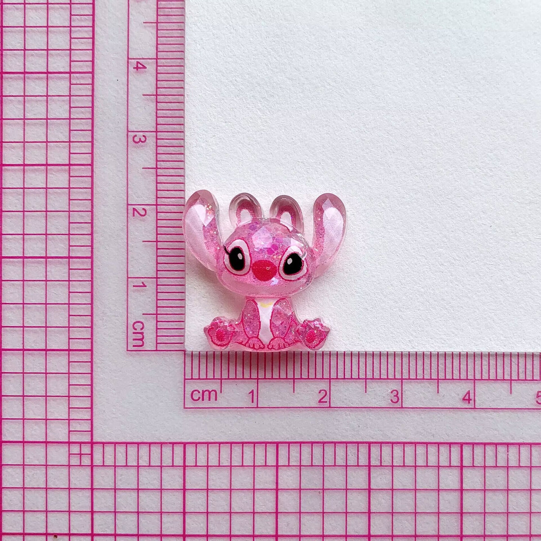 10Pcs cute Stitch and Angel resin charm glitter Flatback acrylic Figurines DIY hairpin Miniatures Scrapbook Decor Craft