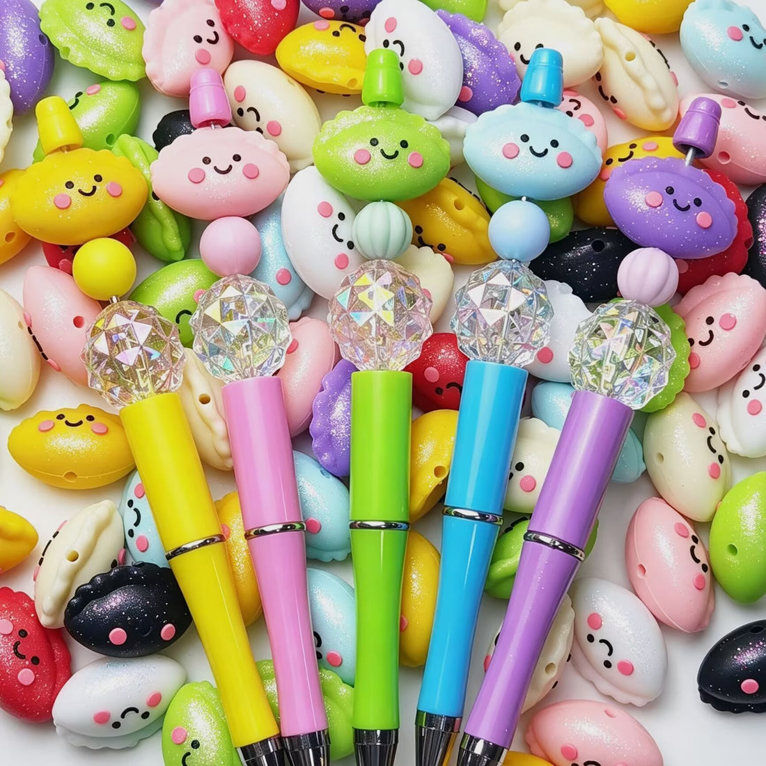 5pcs cute dumpling focal Bead