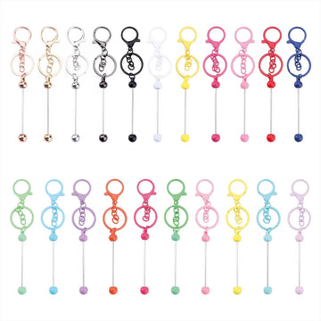 1PCS gold silver DIY beadable keychain