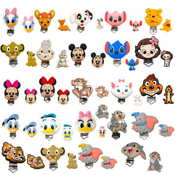 2pcs one set Miss Bunny Minnie mouse dumbo moana simba marie cat Silicone Pacifier clip Molar focal Bead DIY Pacifier Chain