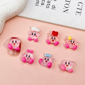 20 piezas de mini dijes acrílicos de Kirby de dibujos animados, accesorios de bricolaje para uñas, joyería, decoración de álbumes de recortes