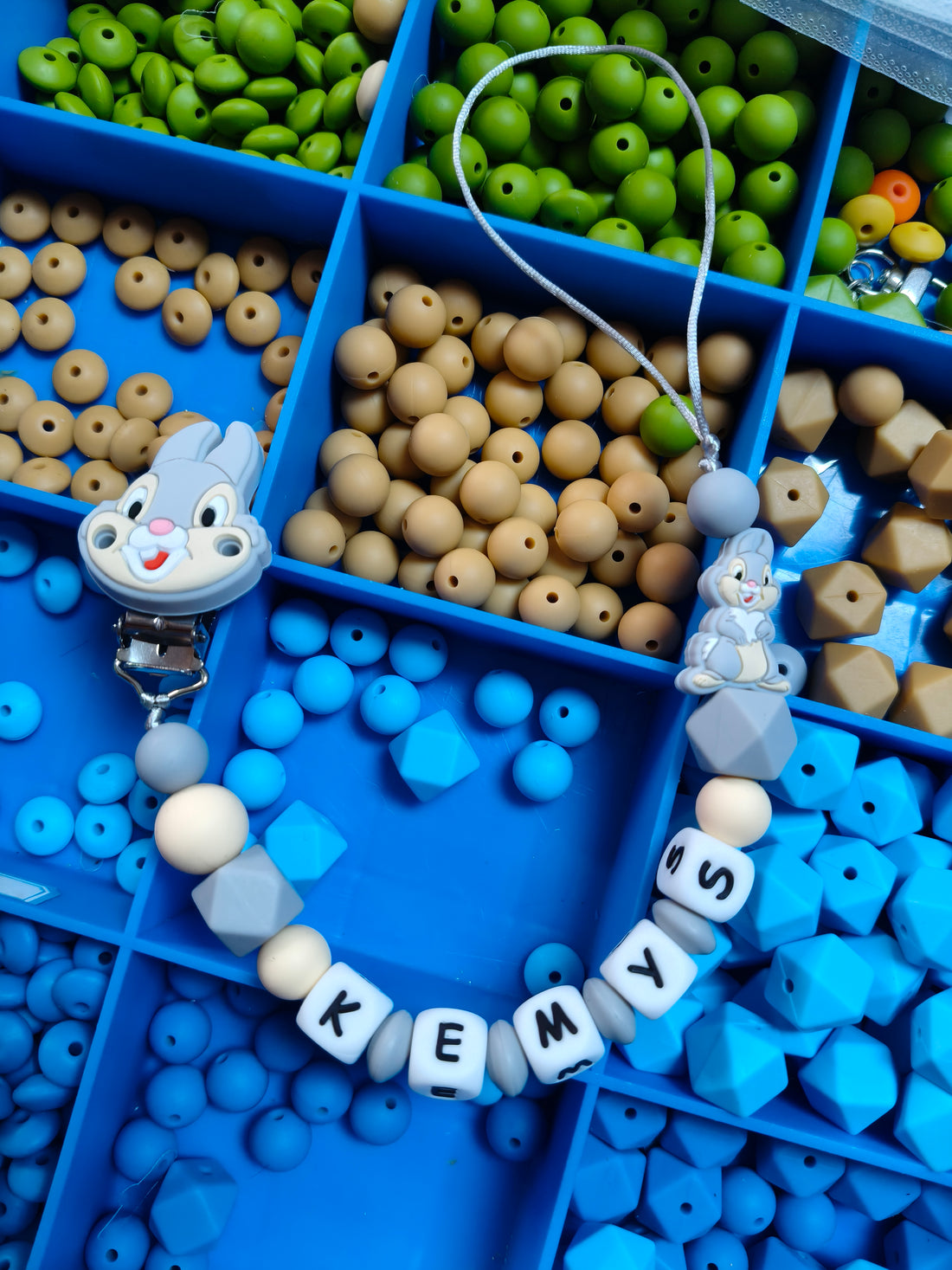 1pcs Thumper Bunny handmade silicone customized name baby pacifier chain