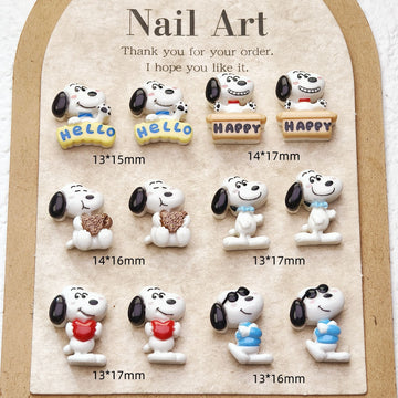 20pcs cartoon snoopy acrylic mini nail charm DIY Nail Art Accessories for Manicures jewelry scrapbook decor