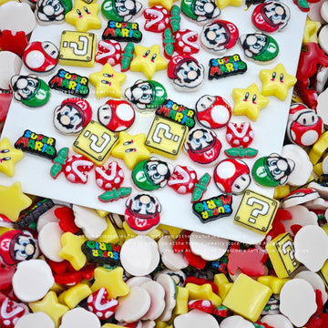 20pcs Super Mario acrylic mini nail charm DIY Nail Art Accessories for Manicures jewelry scrapbook decor